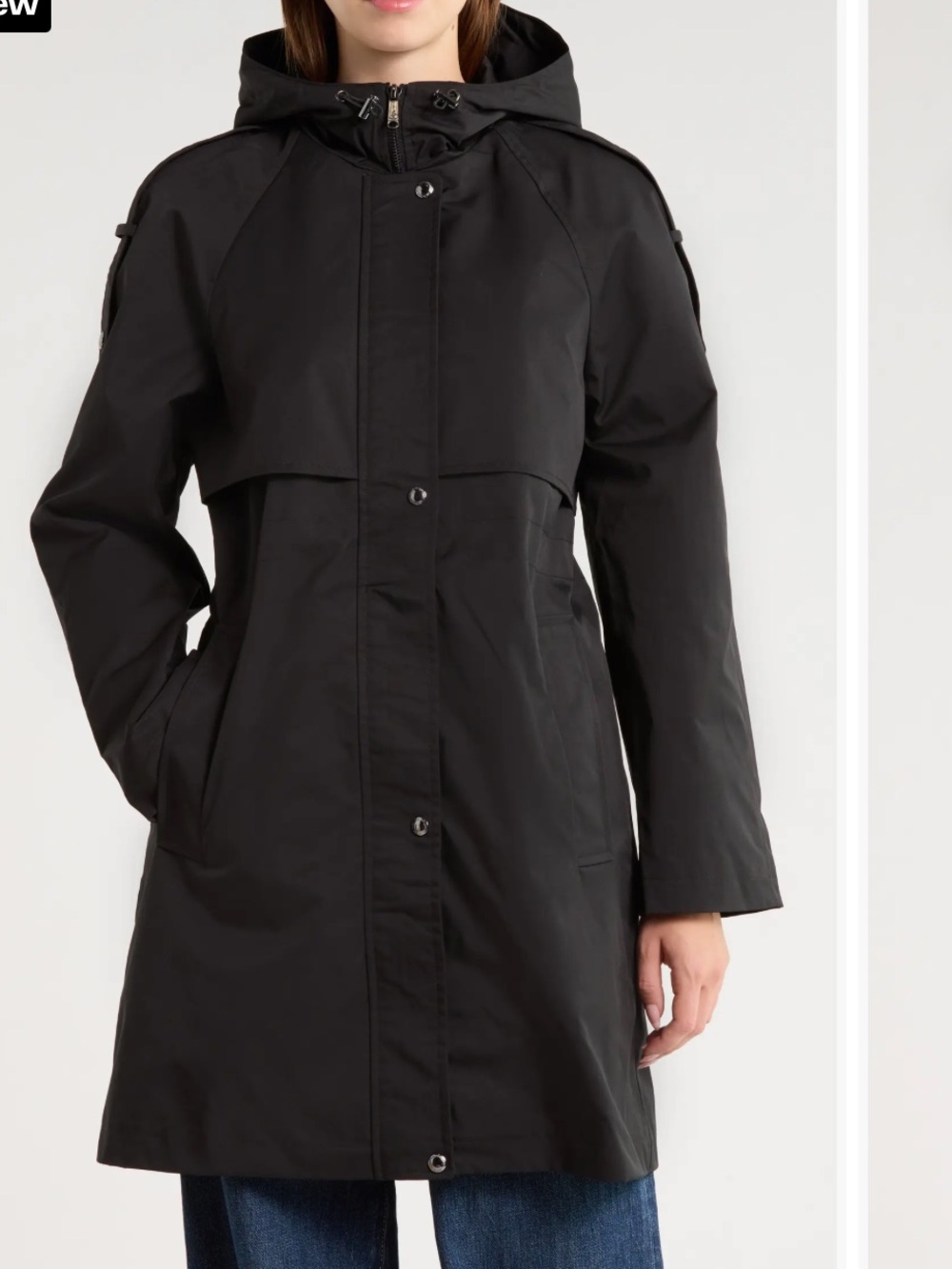 Sam Edelman Black Hooded Raincoat Jacket